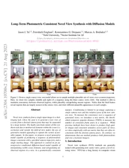 Long-Term Photometric Consistent Novel View Synthesis with Diffusion
  Models