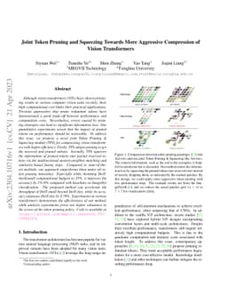 Joint Token Pruning and Squeezing Towards More Aggressive Compression of
  Vision Transformers