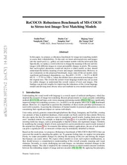 RoCOCO: Robustness Benchmark of MS-COCO to Stress-test Image-Text
  Matching Models