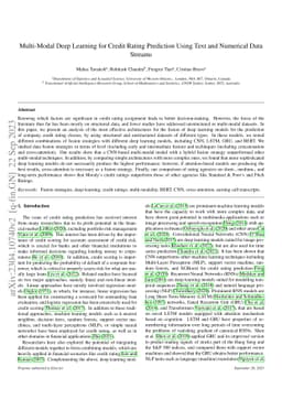 Multi-Modal Deep Learning for Credit Rating Prediction Using Text and
  Numerical Data Streams