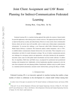Joint Client Assignment and UAV Route Planning for
  Indirect-Communication Federated Learning