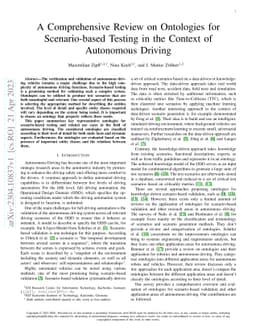 A Comprehensive Review on Ontologies for Scenario-based Testing in the
  Context of Autonomous Driving