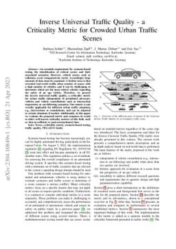 Inverse Universal Traffic Quality -- a Criticality Metric for Crowded
  Urban Traffic Scenes