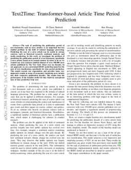 Text2Time: Transformer-based Article Time Period Prediction