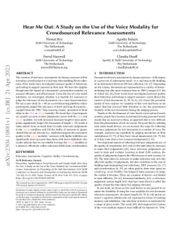 Hear Me Out: A Study on the Use of the Voice Modality for Crowdsourced
  Relevance Assessments