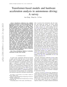 Transformer-based models and hardware acceleration analysis in
  autonomous driving: A survey