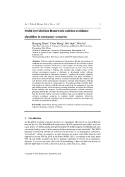 Multi-level decision framework collision avoidance algorithm in
  emergency scenarios