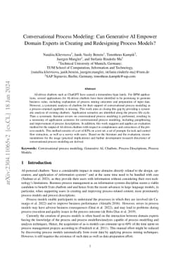 Conversational Process Modeling: Can Generative AI Empower Domain
  Experts in Creating and Redesigning Process Models?