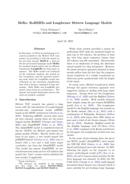 HeRo: RoBERTa and Longformer Hebrew Language Models