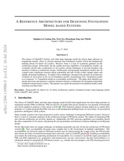 A Reference Architecture for Designing Foundation Model based Systems