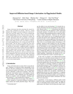 Improved Diffusion-based Image Colorization via Piggybacked Models
