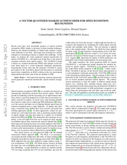 A vector quantized masked autoencoder for speech emotion recognition