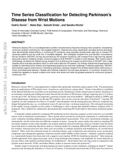 Time Series Classification for Detecting Parkinson's Disease from Wrist
  Motions