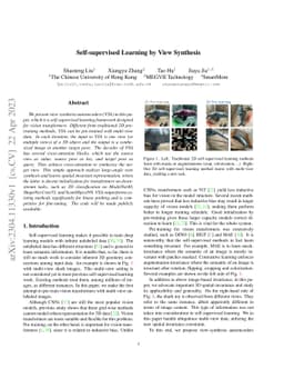 Self-supervised Learning by View Synthesis