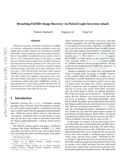 Breaching FedMD: Image Recovery via Paired-Logits Inversion Attack