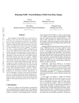Dehazing-NeRF: Neural Radiance Fields from Hazy Images