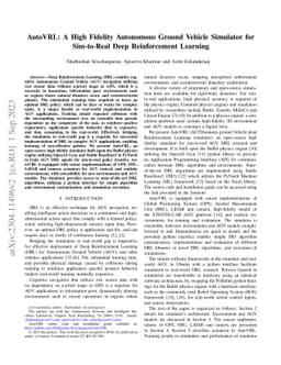 AutoVRL: A High Fidelity Autonomous Ground Vehicle Simulator for
  Sim-to-Real Deep Reinforcement Learning