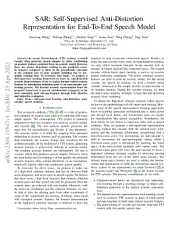 SAR: Self-Supervised Anti-Distortion Representation for End-To-End
  Speech Model
