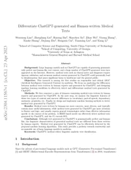 Differentiate ChatGPT-generated and Human-written Medical Texts