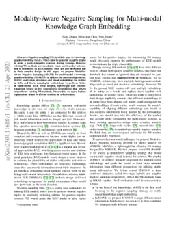 Modality-Aware Negative Sampling for Multi-modal Knowledge Graph
  Embedding