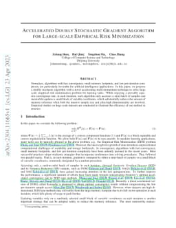Accelerated Doubly Stochastic Gradient Algorithm for Large-scale
  Empirical Risk Minimization