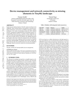 Device management and network connectivity as missing elements in TinyML
  landscape