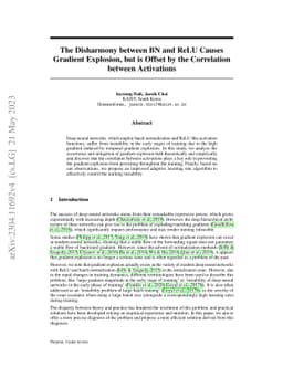The Disharmony between BN and ReLU Causes Gradient Explosion, but is
  Offset by the Correlation between Activations