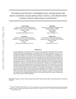 Controlled physics-informed data generation for deep learning-based
  remaining useful life prediction under unseen operation conditions