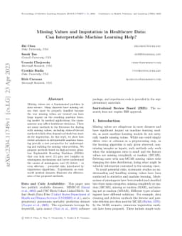 Missing Values and Imputation in Healthcare Data: Can Interpretable
  Machine Learning Help?