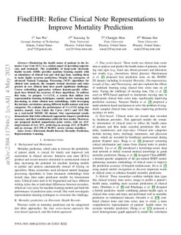 FineEHR: Refine Clinical Note Representations to Improve Mortality
  Prediction