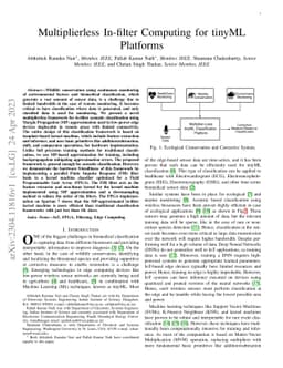 Multiplierless In-filter Computing for tinyML Platforms