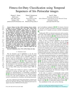 Fitness-for-Duty Classification using Temporal Sequences of Iris
  Periocular images