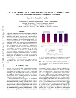Advancing underwater acoustic target recognition via adaptive data
  pruning and smoothness-inducing regularization