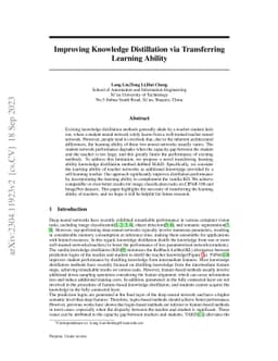 Improving Knowledge Distillation via Transferring Learning Ability