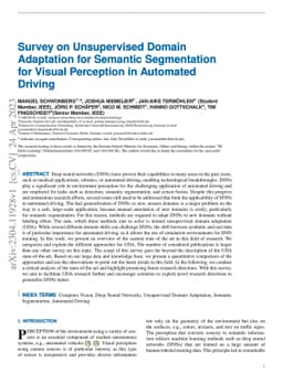 Survey on Unsupervised Domain Adaptation for Semantic Segmentation for
  Visual Perception in Automated Driving