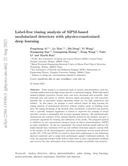 Label-free timing analysis of SiPM-based modularized detectors with
  physics-constrained deep learning