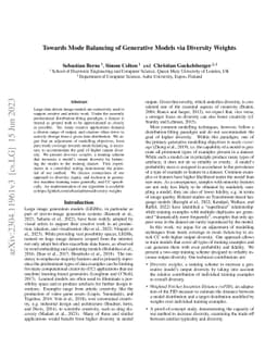 Towards Mode Balancing of Generative Models via Diversity Weights