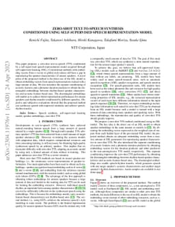 Zero-shot text-to-speech synthesis conditioned using self-supervised
  speech representation model