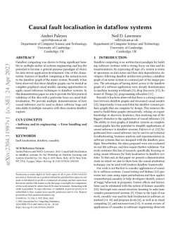 Causal fault localisation in dataflow systems