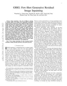 GRIG: Few-Shot Generative Residual Image Inpainting