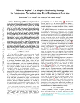 When to Replan? An Adaptive Replanning Strategy for Autonomous
  Navigation using Deep Reinforcement Learning