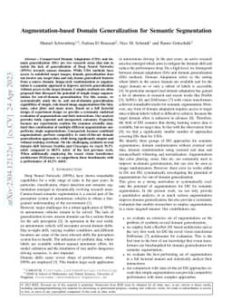 Augmentation-based Domain Generalization for Semantic Segmentation