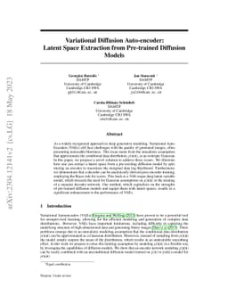 Variational Diffusion Auto-encoder: Latent Space Extraction from
  Pre-trained Diffusion Models