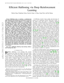 Efficient Halftoning via Deep Reinforcement Learning