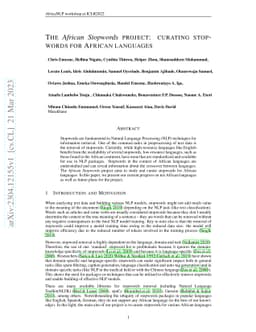 The African Stopwords project: curating stopwords for African languages