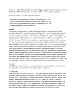 Performance of ChatGPT on the US Fundamentals of Engineering Exam:
  Comprehensive Assessment of Proficiency and Potential Implications for
  Professional Environmental Engineering Practice