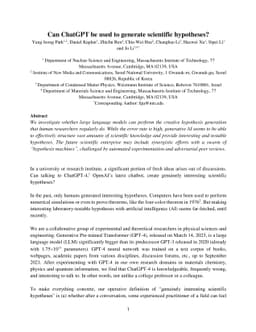 Can ChatGPT be used to generate scientific hypotheses?