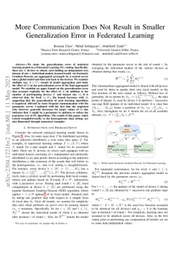 More Communication Does Not Result in Smaller Generalization Error in
  Federated Learning