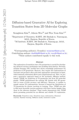 Diffusion-based Generative AI for Exploring Transition States from 2D
  Molecular Graphs