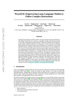 WizardLM: Empowering Large Language Models to Follow Complex
  Instructions